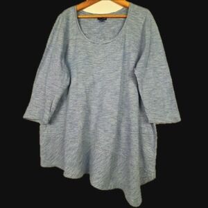 Pure Jill Indigo Women's Sz XL Top Blouse ¾ sleeve Blue Stripe Scoop neck Cotton